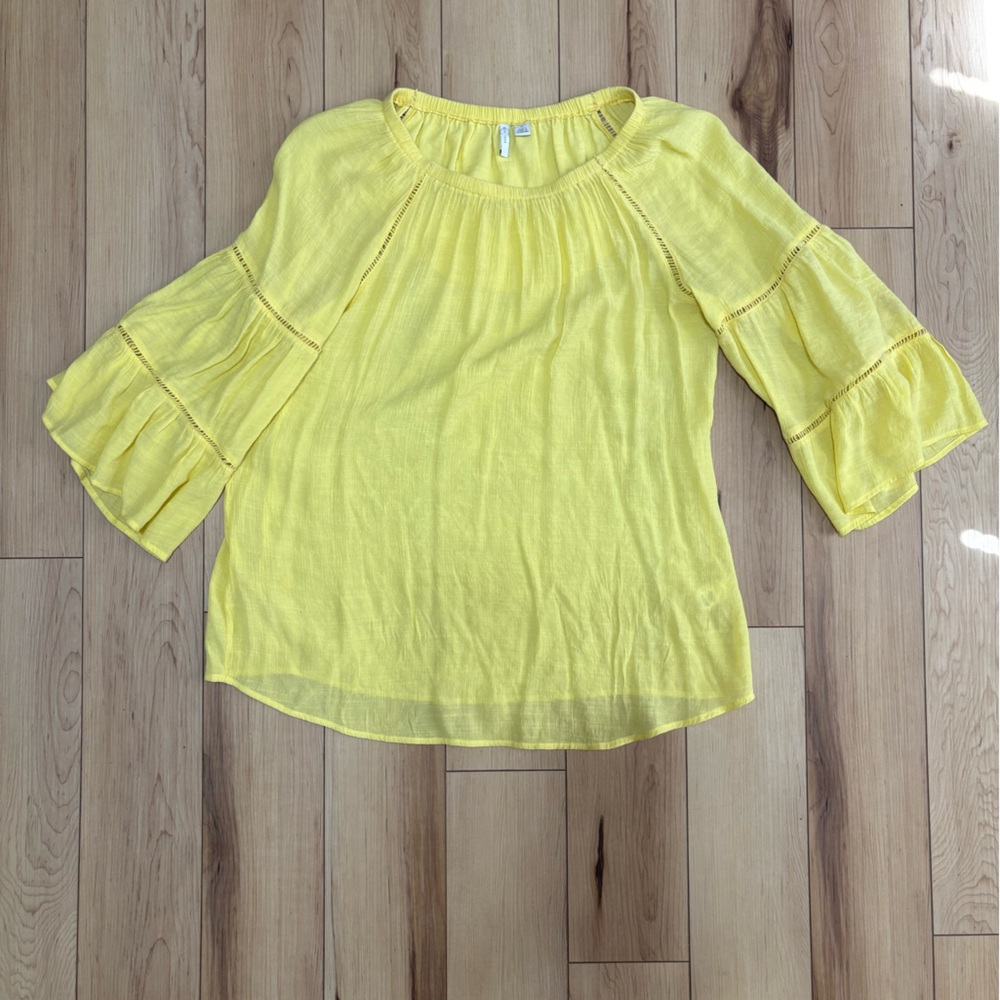 Yellow Sheer Long Sleeve Top